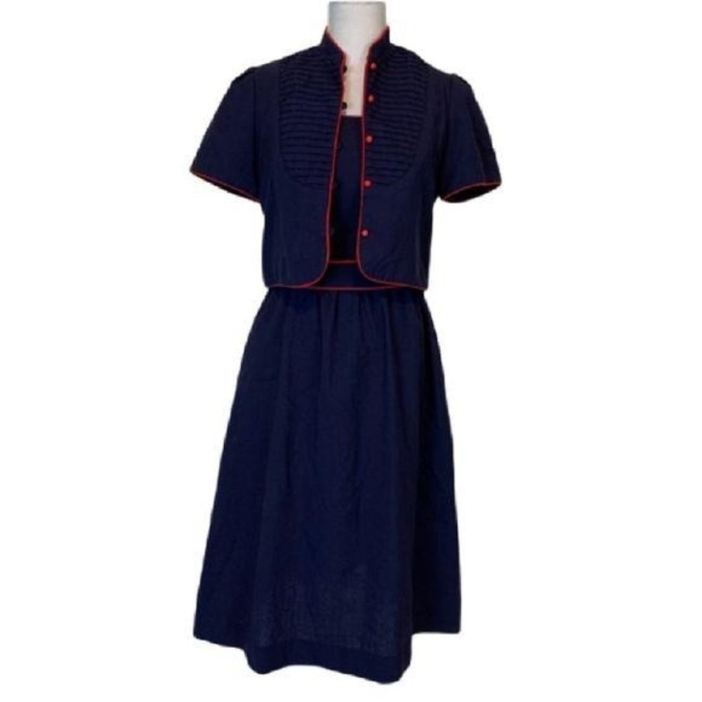 Lanz dress and jacket set navy blue Vtg